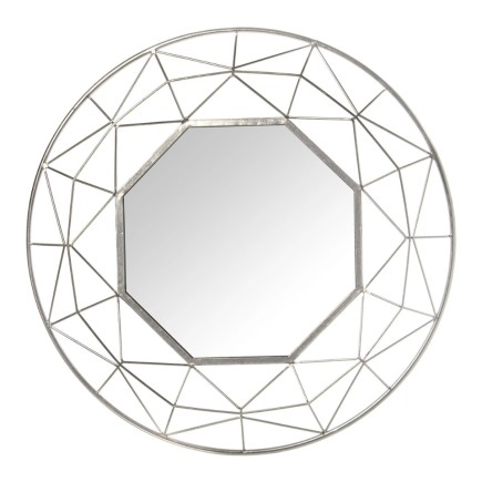 Espejo Geometrico de Metal Plateado 84 cm