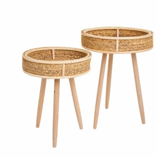 Set de 2 Mesas de Madera y Bambú