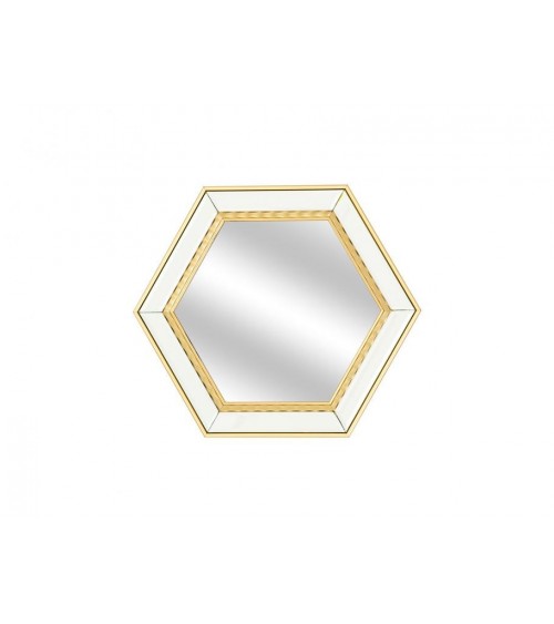 Espejo Hexagonal Madera Dorado