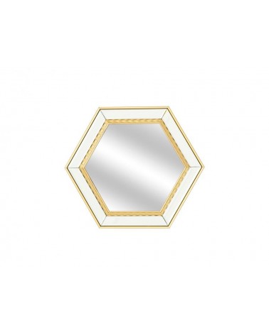 Espejo Hexagonal Madera Dorado