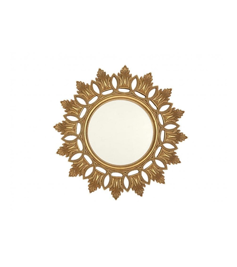 Espejo de Pared Decorativo con Resina Dorada Vintage, Pequeño