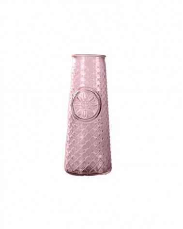 Jarrón Indalo de Cristal Rosa Relieve 17 cm